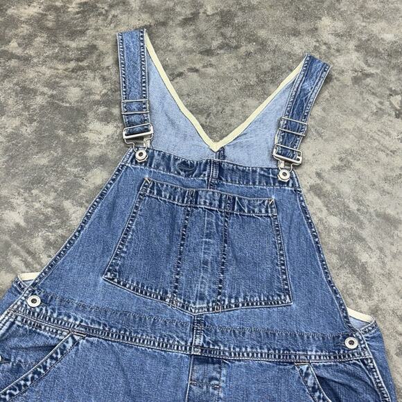 Vintage 2001 GAP Large Short Overalls Baggy Denim Blue Carpenter Shortalls Y2K - Picture 3 of 11